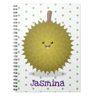 Cute happy durian cartoon illustratie notitieboek
