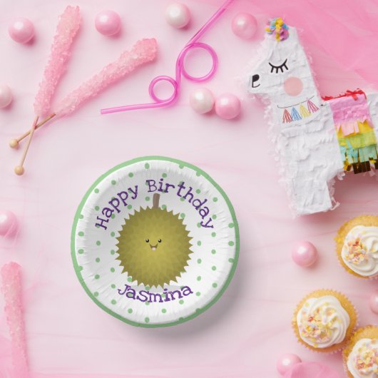 Cute happy durian cartoon illustratie papieren kommen (Feest)