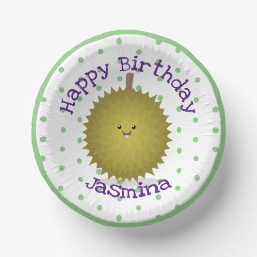 Cute happy durian cartoon illustratie papieren kommen (Voorkant)