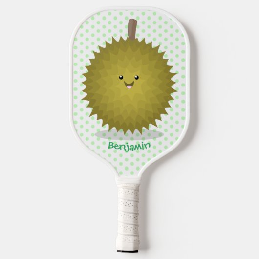 Cute happy durian cartoon illustratie pickleball paddle (Achterkant)