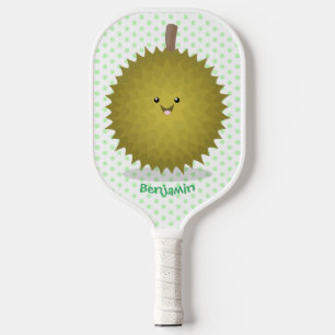 Cute happy durian cartoon illustratie pickleball paddle