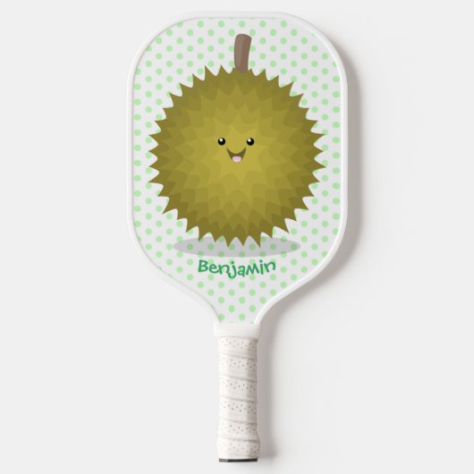 Cute happy durian cartoon illustratie pickleball paddle (Voorkant)