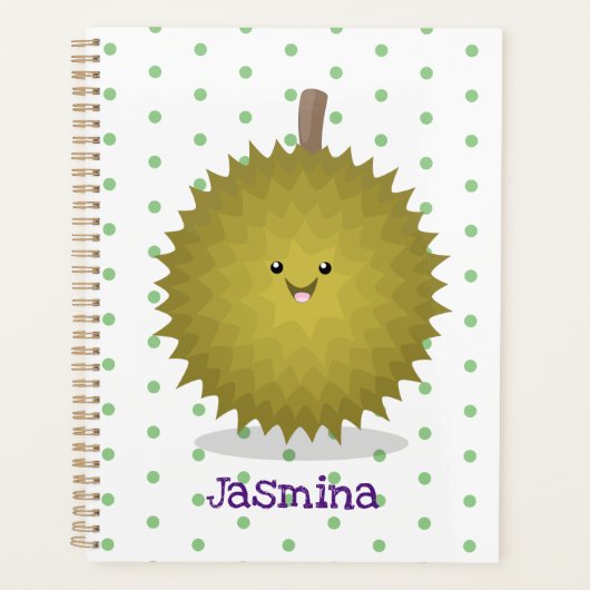 Cute happy durian cartoon illustratie planner (Voorkant)
