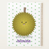 Cute happy durian cartoon illustratie planner (Achterkant)