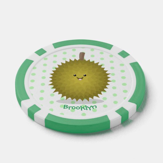 Cute happy durian cartoon illustratie poker chips (Enkel)