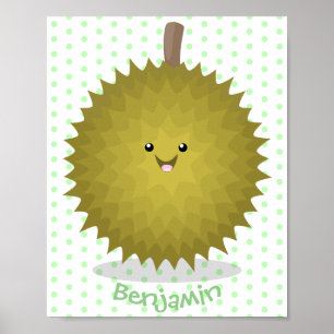 Cute happy durian cartoon illustratie poster