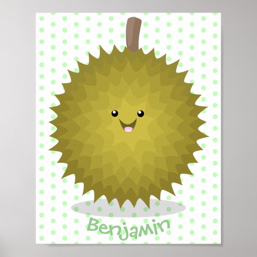 Cute happy durian cartoon illustratie poster (Voorkant)