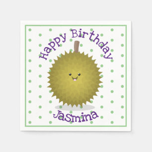 Cute happy durian cartoon illustratie servet