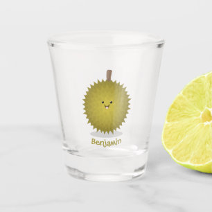 Cute happy durian cartoon illustratie shot glas