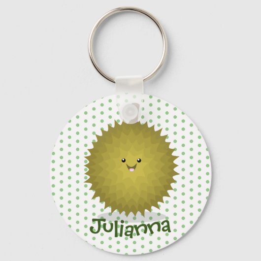 Cute happy durian cartoon illustratie sleutelhanger (Voorkant)