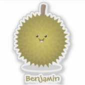 Cute happy durian cartoon illustratie sticker (Voorkant)