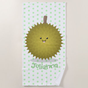 Cute happy durian cartoon illustratie strandlaken