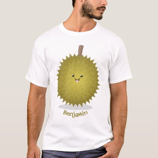 Cute happy durian cartoon illustratie t-shirt (Voorkant)