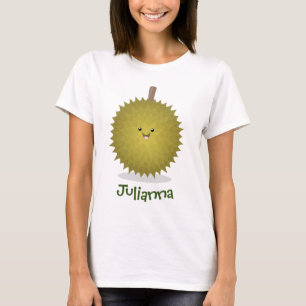 Cute happy durian cartoon illustratie t-shirt