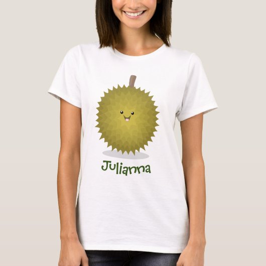 Cute happy durian cartoon illustratie t-shirt (Voorkant)