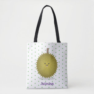 Cute happy durian cartoon illustratie tote bag