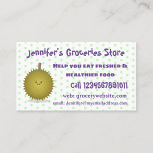 Cute happy durian cartoon illustratie visitekaartje