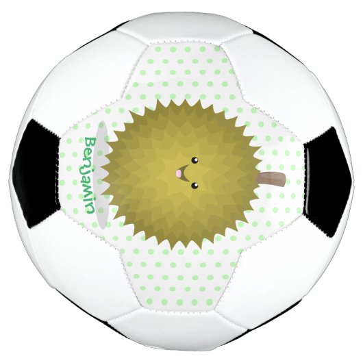 Cute happy durian cartoon illustratie voetbal (Gedraaid)