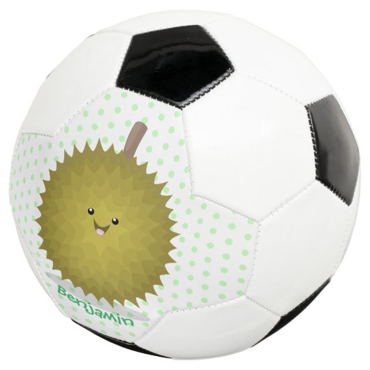 Cute happy durian cartoon illustratie voetbal (Drie kwart)