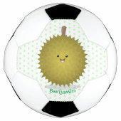 Cute happy durian cartoon illustratie voetbal (Voorkant)