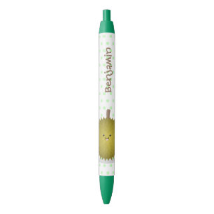 Cute happy durian cartoon illustratie zwarte inkt pen