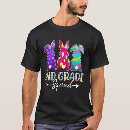 Cute Happy Easter 2nd Grade Squad Three Bunny East T-shirt (Voorkant)