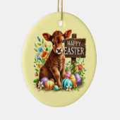 Cute Happy Easter aanpasbare koe Keramisch Ornament (Rechts)