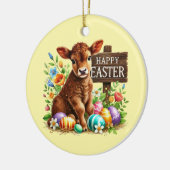 Cute Happy Easter aanpasbare koe Keramisch Ornament (Links)