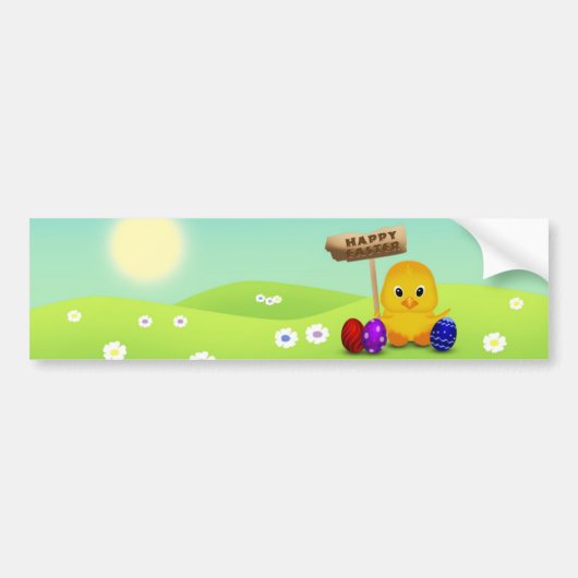 Cute Happy Easter Baby Chick Bumpersticker (Voorkant)