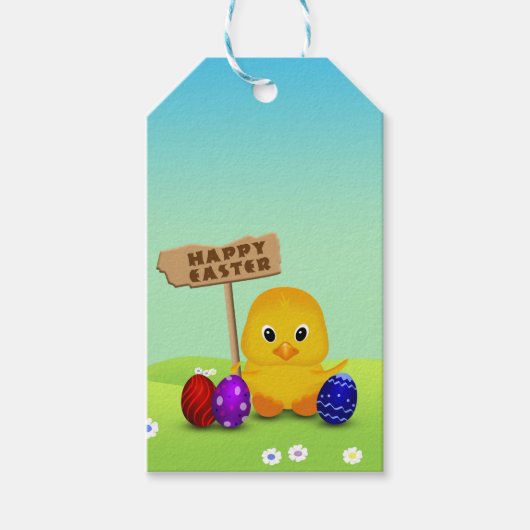Cute Happy Easter Baby Chick Cadeaulabel (Voorkant)