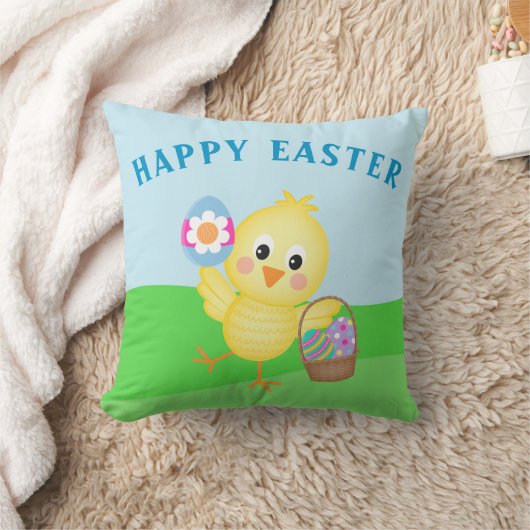 Cute Happy Easter Baby Chick Easter Bunny Kussen (Deken)