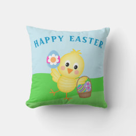 Cute Happy Easter Baby Chick Easter Bunny Kussen