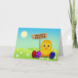 Cute Happy Easter Baby Chick Feestdagen Kaart