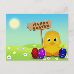 Cute Happy Easter Baby Chick Holiday Briefkaart