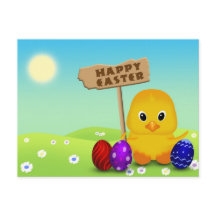 Cute Happy Easter Baby Chick Holiday Briefkaart