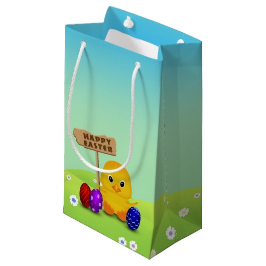 Cute Happy Easter Baby Chick Klein Cadeauzakje (Voorkant Gekanteld)