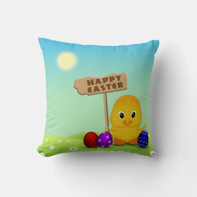 Cute Happy Easter Baby Chick Kussen (Voorkant)