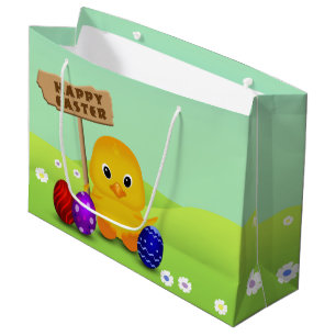 Cute Happy Easter Baby Chick Large Cadeautasje
