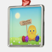 Cute Happy Easter Baby Chick Metalen Ornament (Links)
