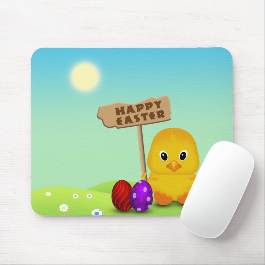 Cute Happy Easter Baby Chick Muismat (Met muis)