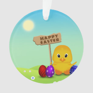 Cute Happy Easter Baby Chick Ornament