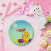 Cute Happy Easter Baby Chick Papieren Bordje (Feest)