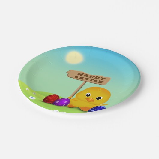 Cute Happy Easter Baby Chick Papieren Bordje (Gekanteld)
