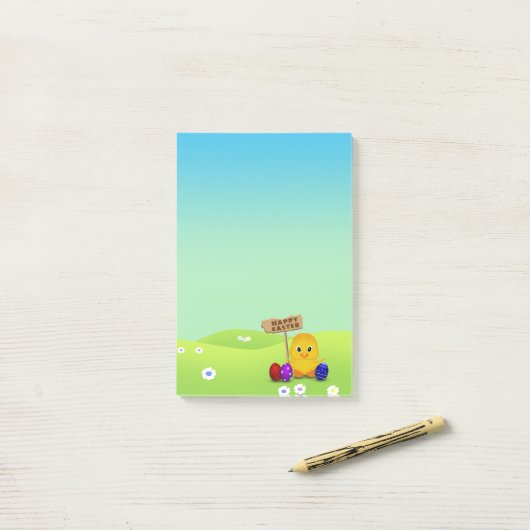 Cute Happy Easter Baby Chick Post-it® Notes (Op bureau)