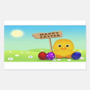Cute Happy Easter Baby Chick Rechthoekige Sticker