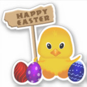 Cute Happy Easter Baby Chick Sticker (Voorkant)