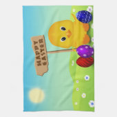 Cute Happy Easter Baby Chick Theedoek (Verticaal)