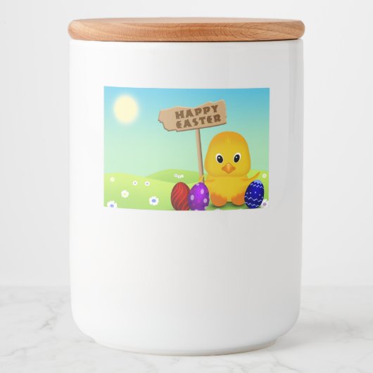 Cute Happy Easter Baby Chick Voedselcontainer Etiket (Voorkant)