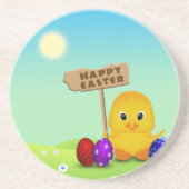 Cute Happy Easter Baby Chick Zandsteen Onderzetter (Voorkant)