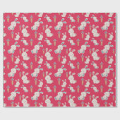 Cute & Happy Easter Bunnies Red Cadeaupapier (Vlak)